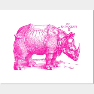 Albrecht Durer's Rhinoceros in Pink Posters and Art